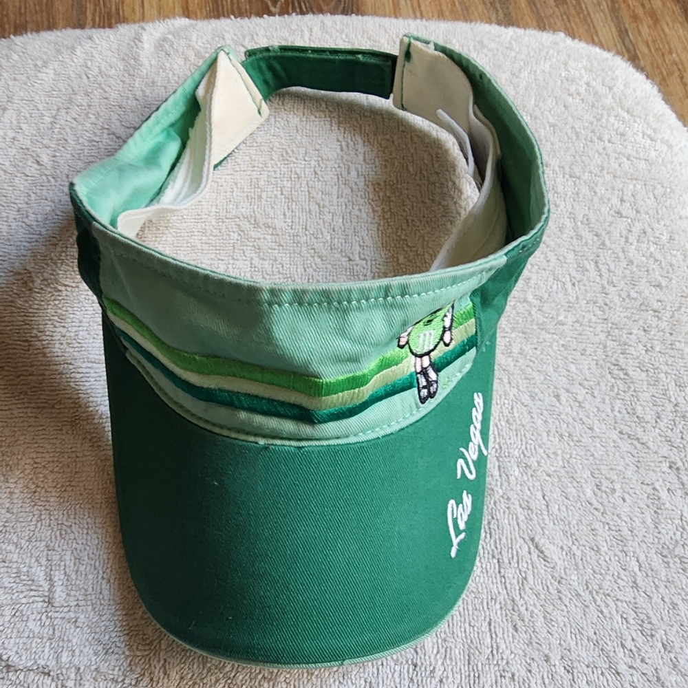 Green M&M’s Sun Visor Hat Face Las Vegas 100% Cotton Hat One Size Adjustable